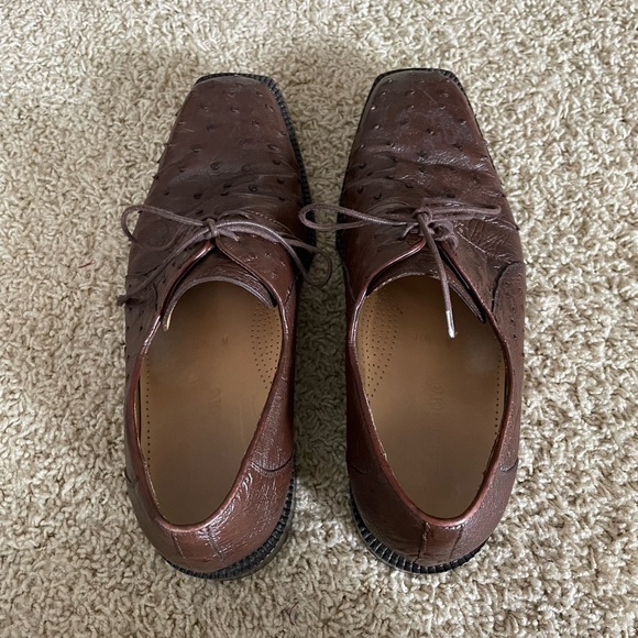 Studio Belvedere Full Quill Ostrich Leather Oxford Dress Shoes - Size 10.5 - Picture 5 of 16